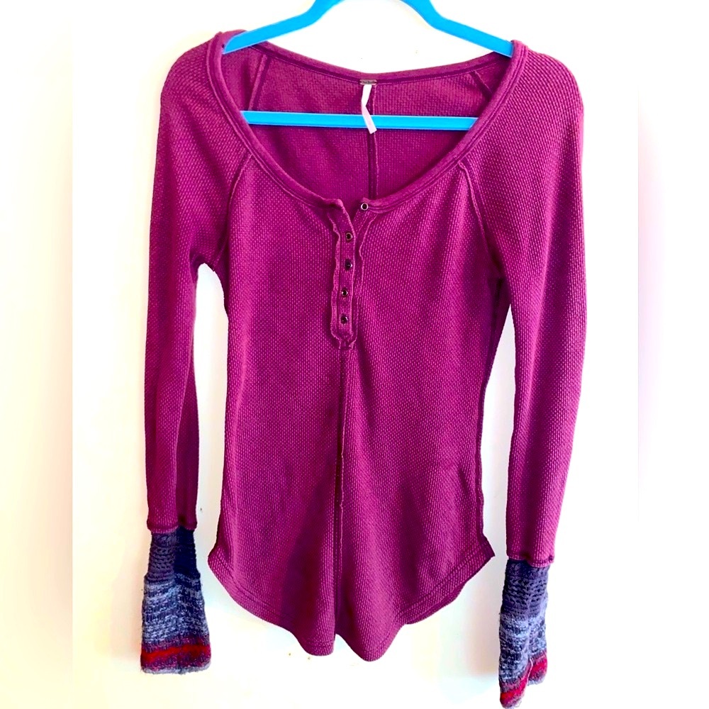 Free People Long Sleeve Purple Top Size Small